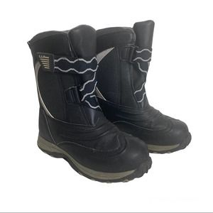 LL Bean Kids Size 1 Snow Tread Winter Boots Black Crisscross Hook & Loop Straps